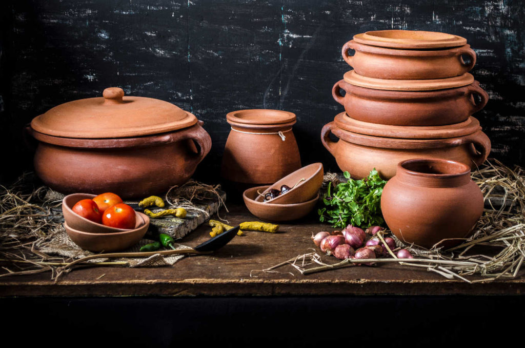 cooking in an earthen pot