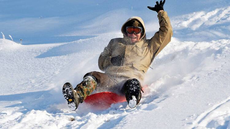 Snow sledding