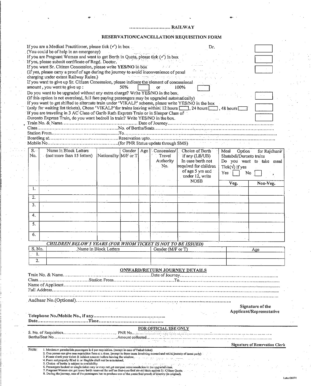 Reservation Form