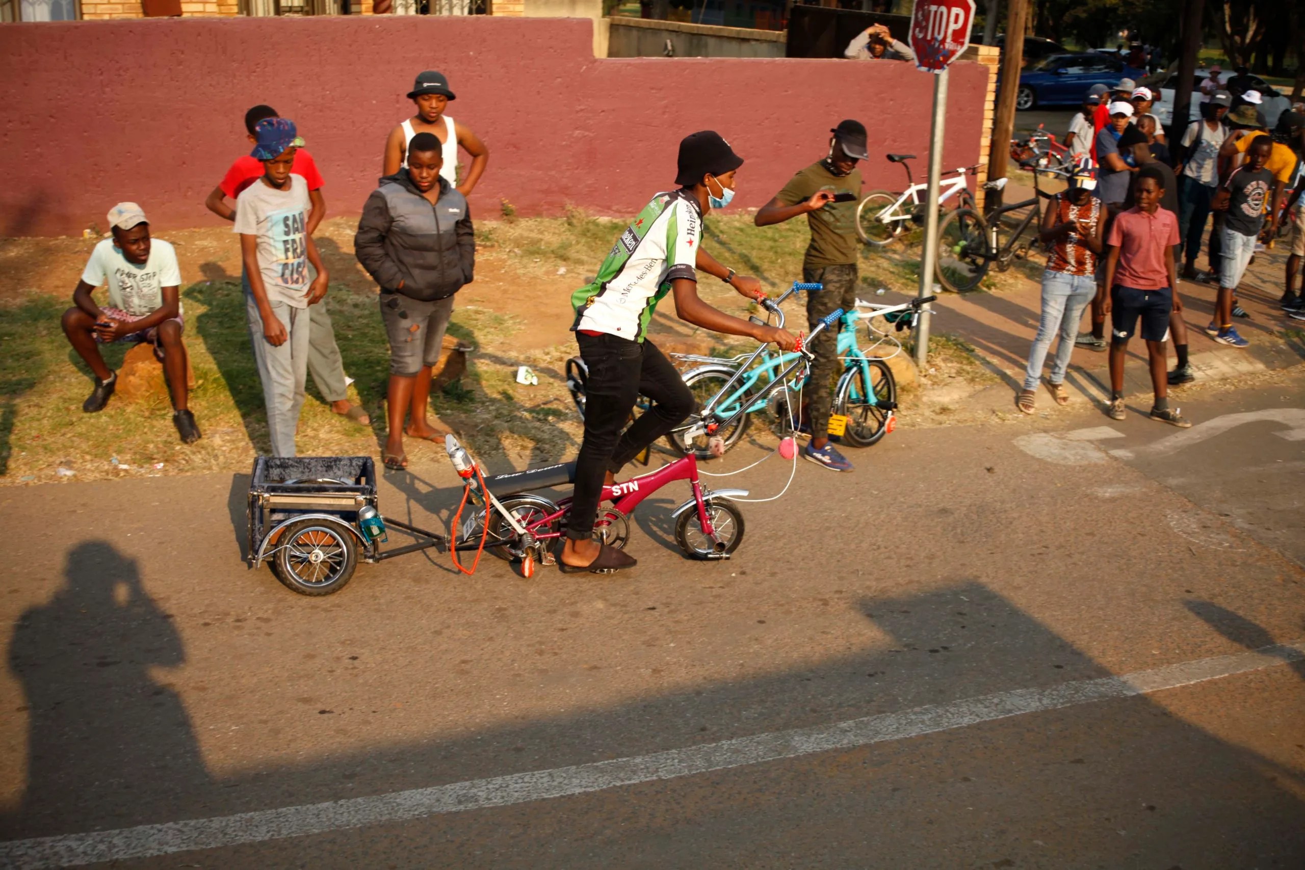 South African Township Boys Spin Bikes